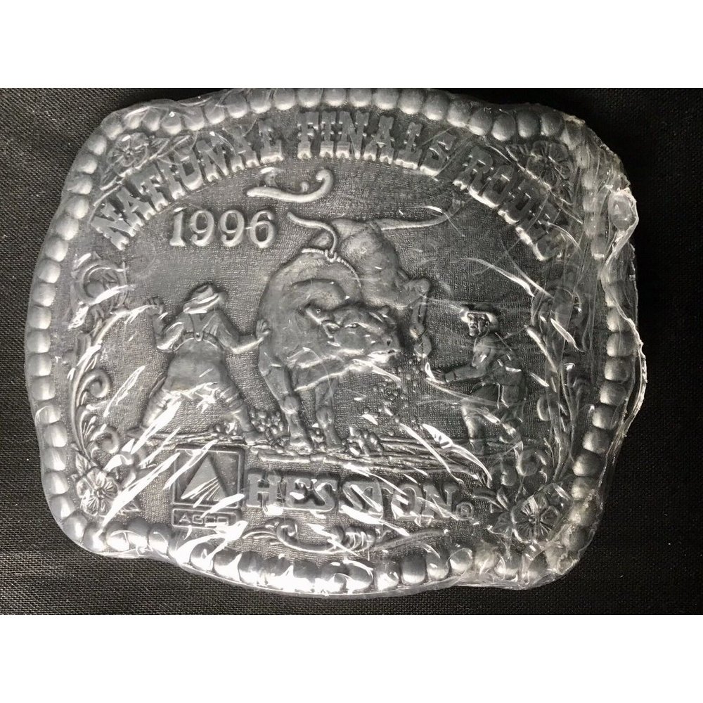 1996 National Finals Rodeo Hesston Belt Buckle Western Cowboy Vintage Sealed